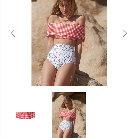 🏖 Verdelimon Tottori Red Picnic Bathing Suit Top - NWT 🏖 - Picture 1 of 6